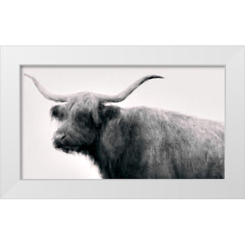 Vintage Bull White Modern Wood Framed Art Print by Meneely, Dan
