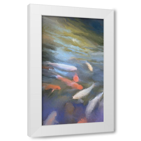 Koi Pool II White Modern Wood Framed Art Print by Meneely, Dan