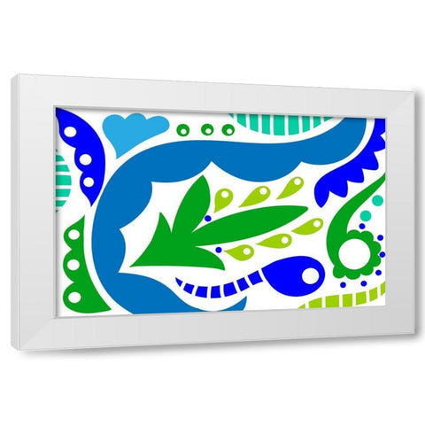Leaf and Floral Dance White Modern Wood Framed Art Print by Mosher, Deidre