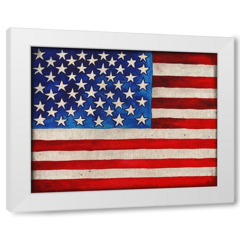 American Flag White Modern Wood Framed Art Print by Medley, Elizabeth
