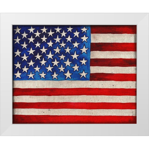 American Flag White Modern Wood Framed Art Print by Medley, Elizabeth