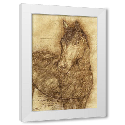 Sketched Horse White Modern Wood Framed Art Print by Medley, Elizabeth