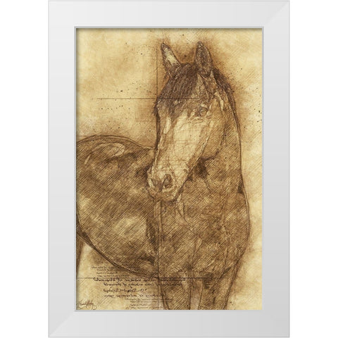 Sketched Horse White Modern Wood Framed Art Print by Medley, Elizabeth