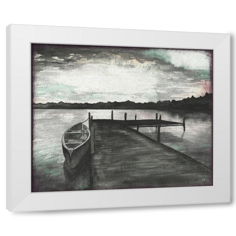 Gray Morning on the Lake White Modern Wood Framed Art Print by Medley, Elizabeth