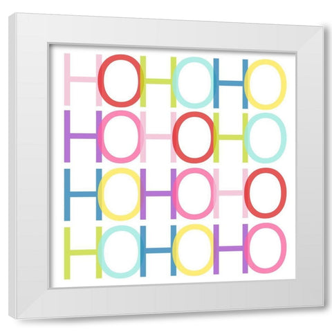 Colorful HO HO HO White Modern Wood Framed Art Print by SD Graphics Studio