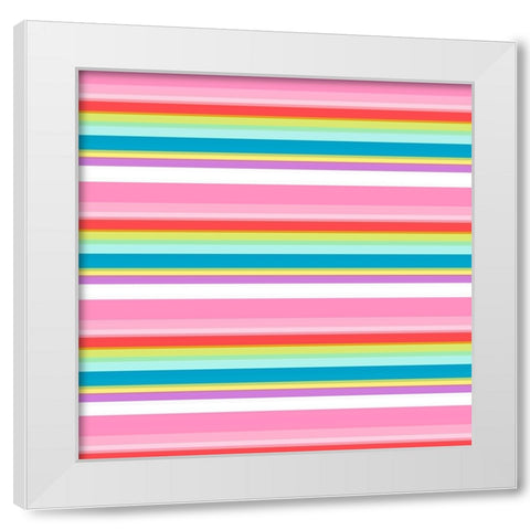 Very Colorful Stripes White Modern Wood Framed Art Print by SD Graphics Studio