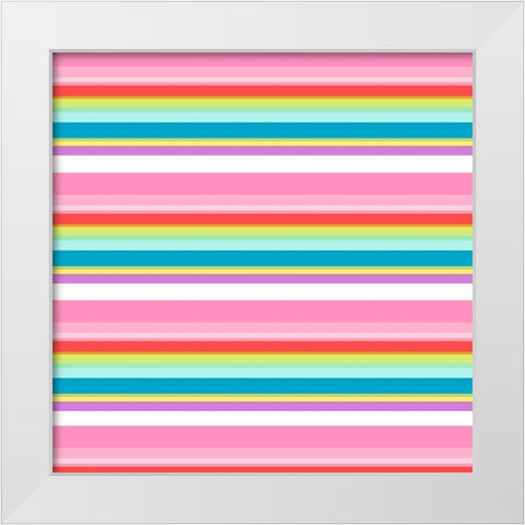 Very Colorful Stripes White Modern Wood Framed Art Print by SD Graphics Studio