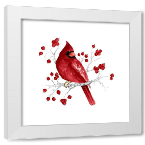 Winter Cardinal in Red I White Modern Wood Framed Art Print by Gaynor, Janice