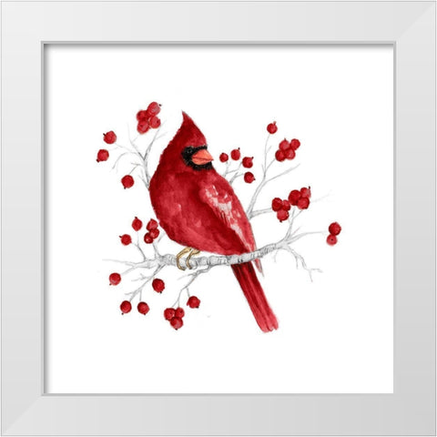 Winter Cardinal in Red I White Modern Wood Framed Art Print by Gaynor, Janice