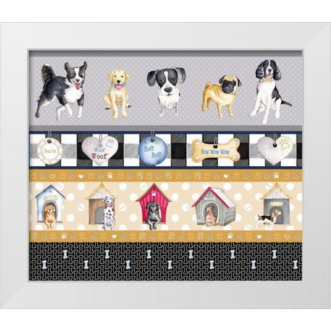 A Dogs Life on Plaid Panels White Modern Wood Framed Art Print by Metz, Andi