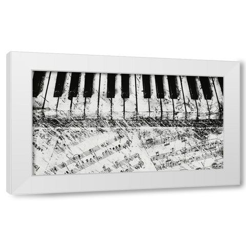 Black and White Piano Keys White Modern Wood Framed Art Print by Meneely, Dan