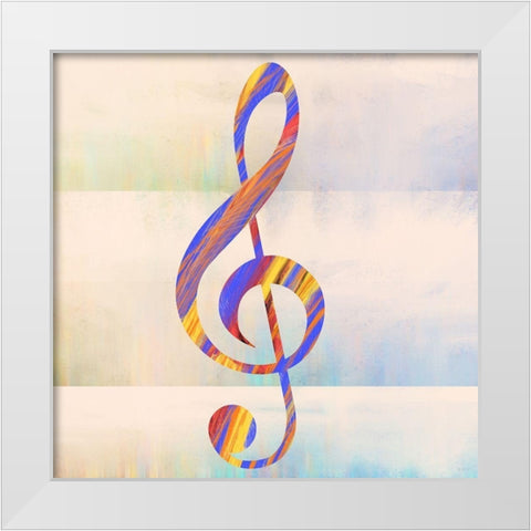 Music Note White Modern Wood Framed Art Print by Meneely, Dan
