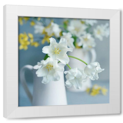Beautiful Floral Greetings White Modern Wood Framed Art Print by Gardner, Sarah
