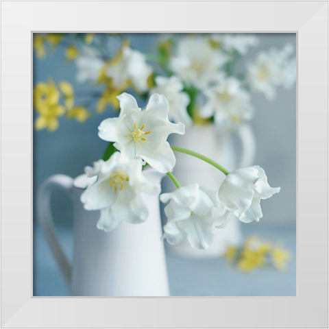 Beautiful Floral Greetings White Modern Wood Framed Art Print by Gardner, Sarah