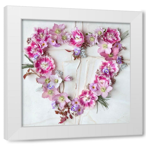 Heart of Flowers White Modern Wood Framed Art Print by Gardner, Sarah
