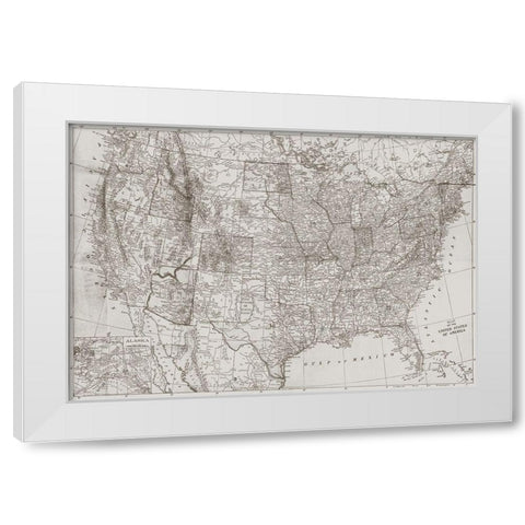 Natural US Map White Modern Wood Framed Art Print by Meneely, Dan