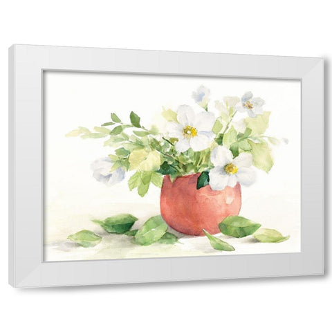 White Anemones in Copper Vase White Modern Wood Framed Art Print by Loreth, Lanie