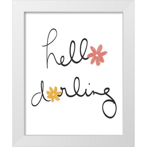 Hello Darling White Modern Wood Framed Art Print by Navas, Emily