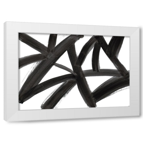 Black Roads Abstract White Modern Wood Framed Art Print by Navas, Emily