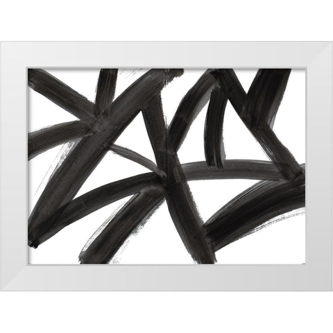 Black Roads Abstract White Modern Wood Framed Art Print by Navas, Emily