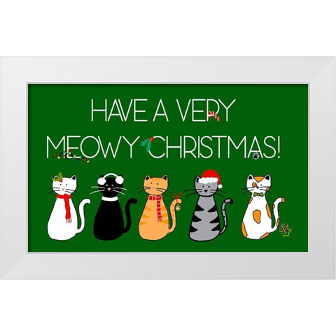 Christmas Cat Wishes White Modern Wood Framed Art Print by Torres, Melanie