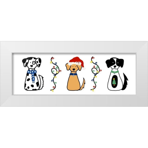 Christmas Dogs I White Modern Wood Framed Art Print by Torres, Melanie