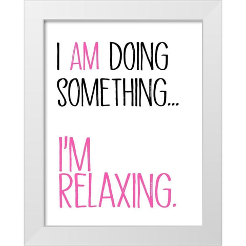 Im Relaxing White Modern Wood Framed Art Print by SD Graphics Studio