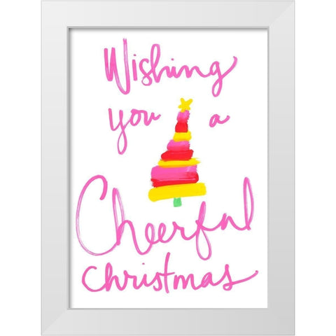 Wishing You a Cheerful Christmas White Modern Wood Framed Art Print by SD Graphics Studio
