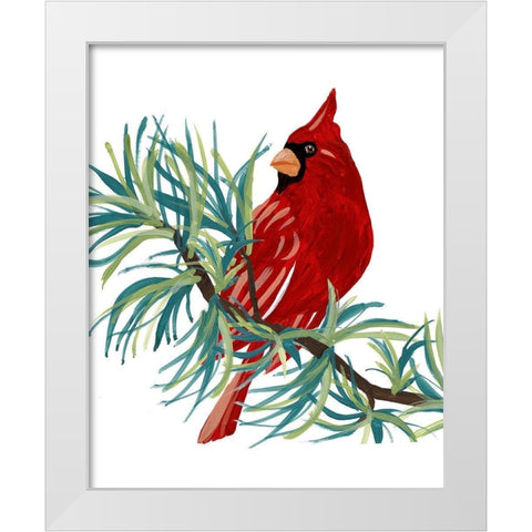 Modern Cardinal on Branch II White Modern Wood Framed Art Print by Loreth, Lanie