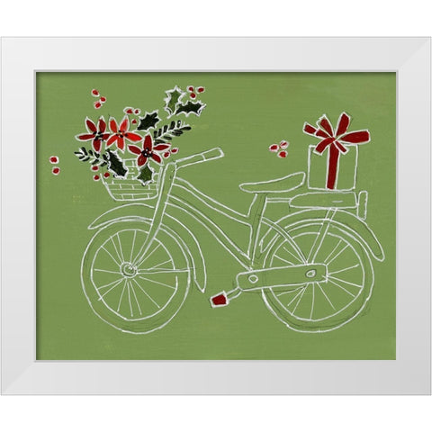 Modern Christmas Bicycle White Modern Wood Framed Art Print by Loreth, Lanie