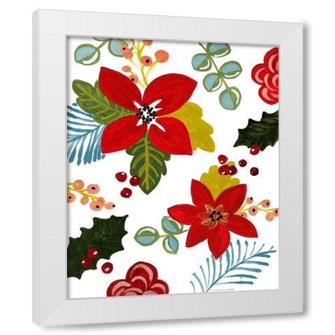 Modern Poinsettias White Modern Wood Framed Art Print by Loreth, Lanie