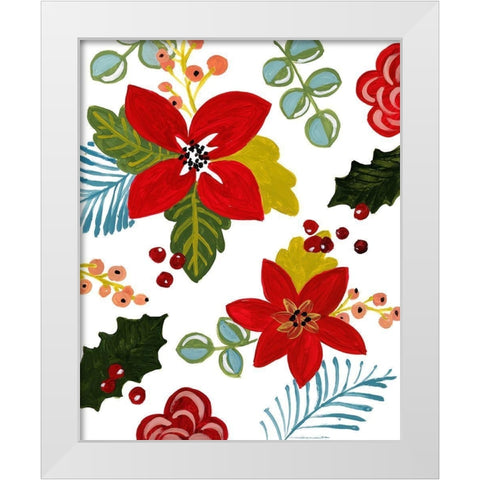 Modern Poinsettias White Modern Wood Framed Art Print by Loreth, Lanie