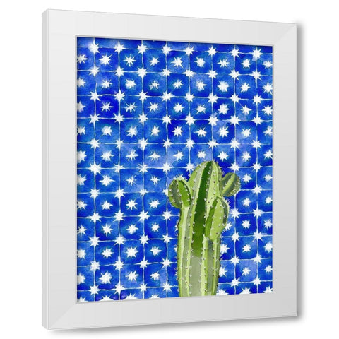 Blue Tile Agave White Modern Wood Framed Art Print by Bucheli, Jen
