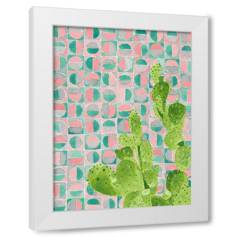 Pink Tile Agave White Modern Wood Framed Art Print by Bucheli, Jen