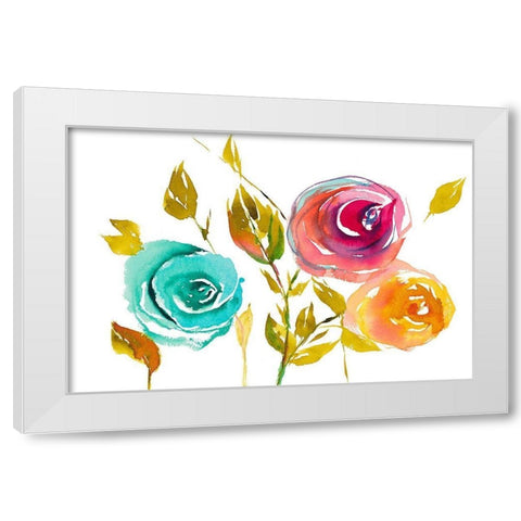 Modern Trio of Blooms I White Modern Wood Framed Art Print by Loreth, Lanie