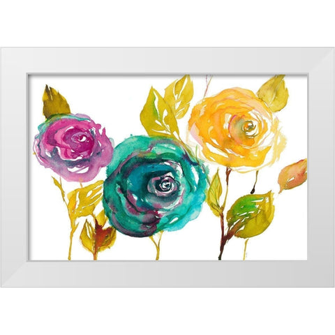 Modern Trio of Blooms II White Modern Wood Framed Art Print by Loreth, Lanie
