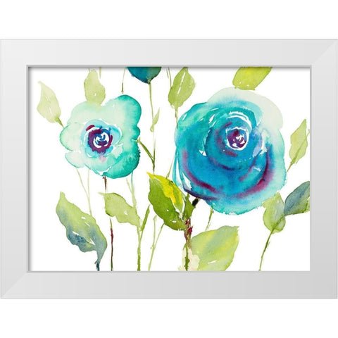 Blooming Blues White Modern Wood Framed Art Print by Loreth, Lanie