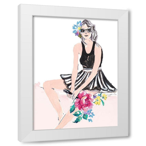 Pink Pop Girl White Modern Wood Framed Art Print by Pinto, Patricia