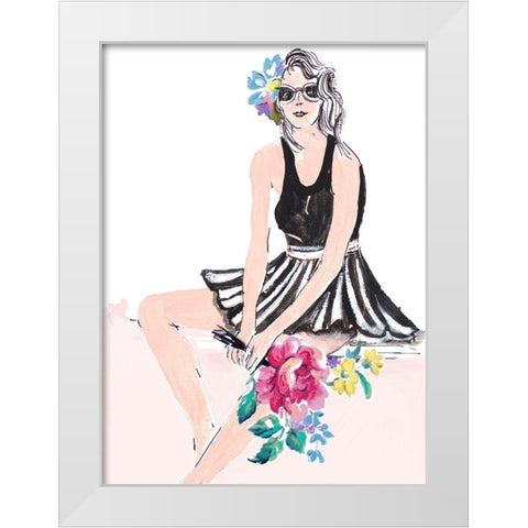 Pink Pop Girl White Modern Wood Framed Art Print by Pinto, Patricia