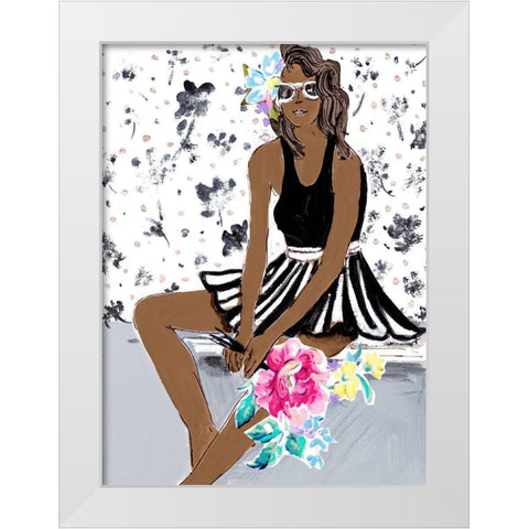 Pop Girl White Modern Wood Framed Art Print by Pinto, Patricia