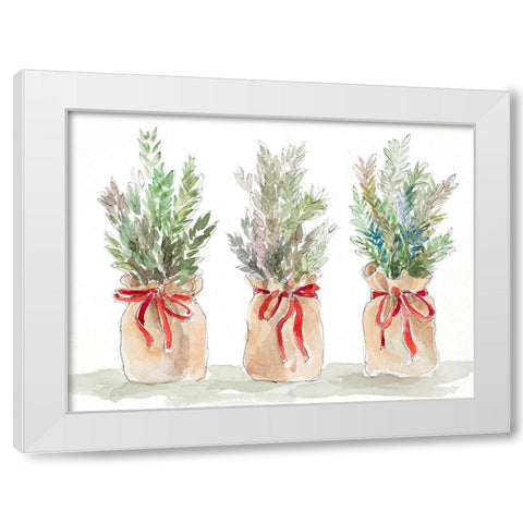 Spruce Wrapped in Burlap White Modern Wood Framed Art Print by Loreth, Lanie