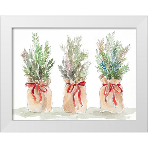 Spruce Wrapped in Burlap White Modern Wood Framed Art Print by Loreth, Lanie