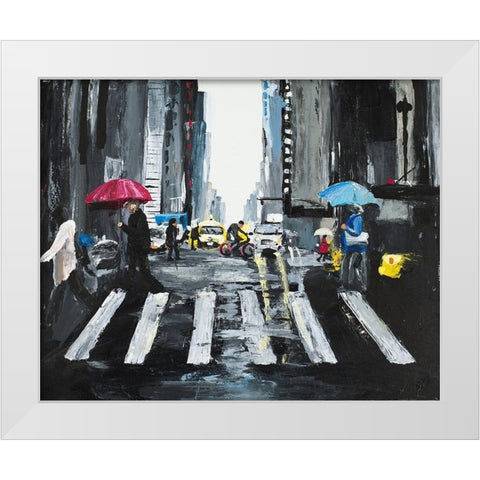 NYC in the Rain White Modern Wood Framed Art Print by Goodrich, Chelsea
