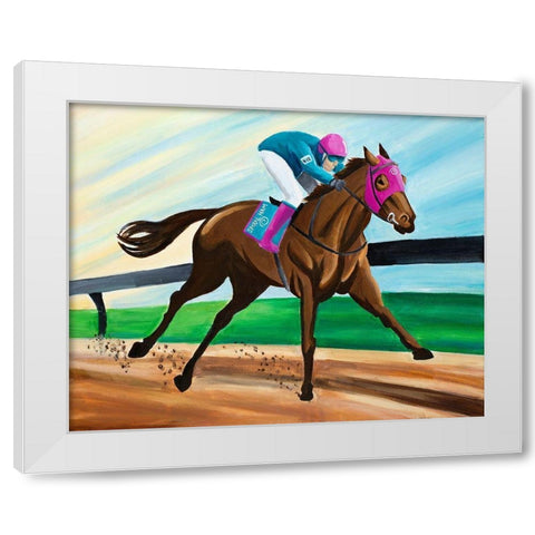 Race Horse White Modern Wood Framed Art Print by Goodrich, Chelsea