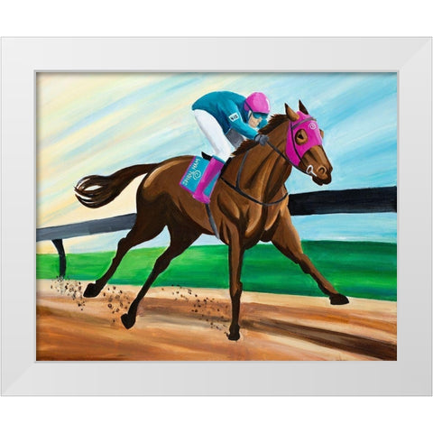 Race Horse White Modern Wood Framed Art Print by Goodrich, Chelsea