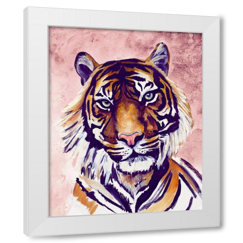 Tiger Face White Modern Wood Framed Art Print by Goodrich, Chelsea