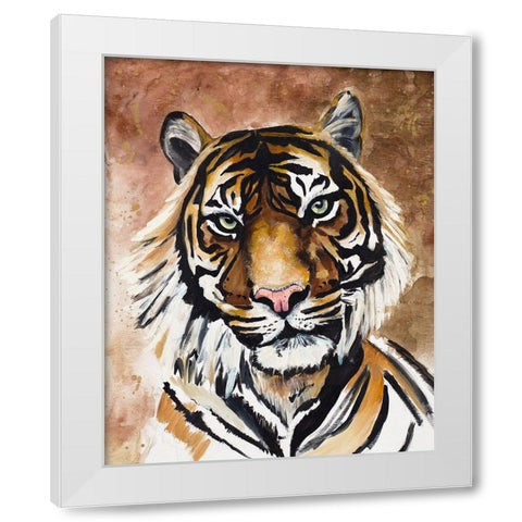 Tiger White Modern Wood Framed Art Print by Goodrich, Chelsea