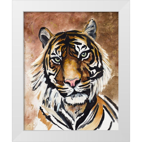 Tiger White Modern Wood Framed Art Print by Goodrich, Chelsea