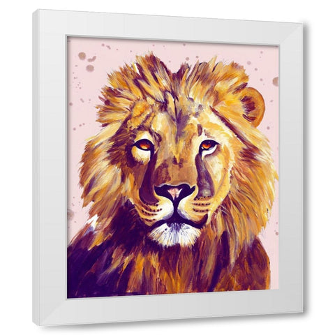 Lion Face White Modern Wood Framed Art Print by Goodrich, Chelsea