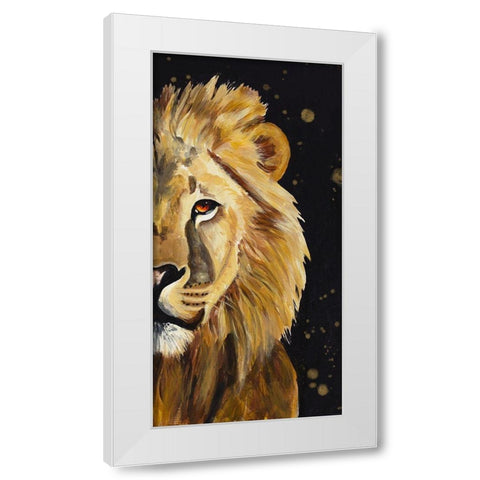 Lion Half Face White Modern Wood Framed Art Print by Goodrich, Chelsea